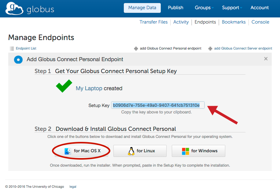 Globus Endpoint Key